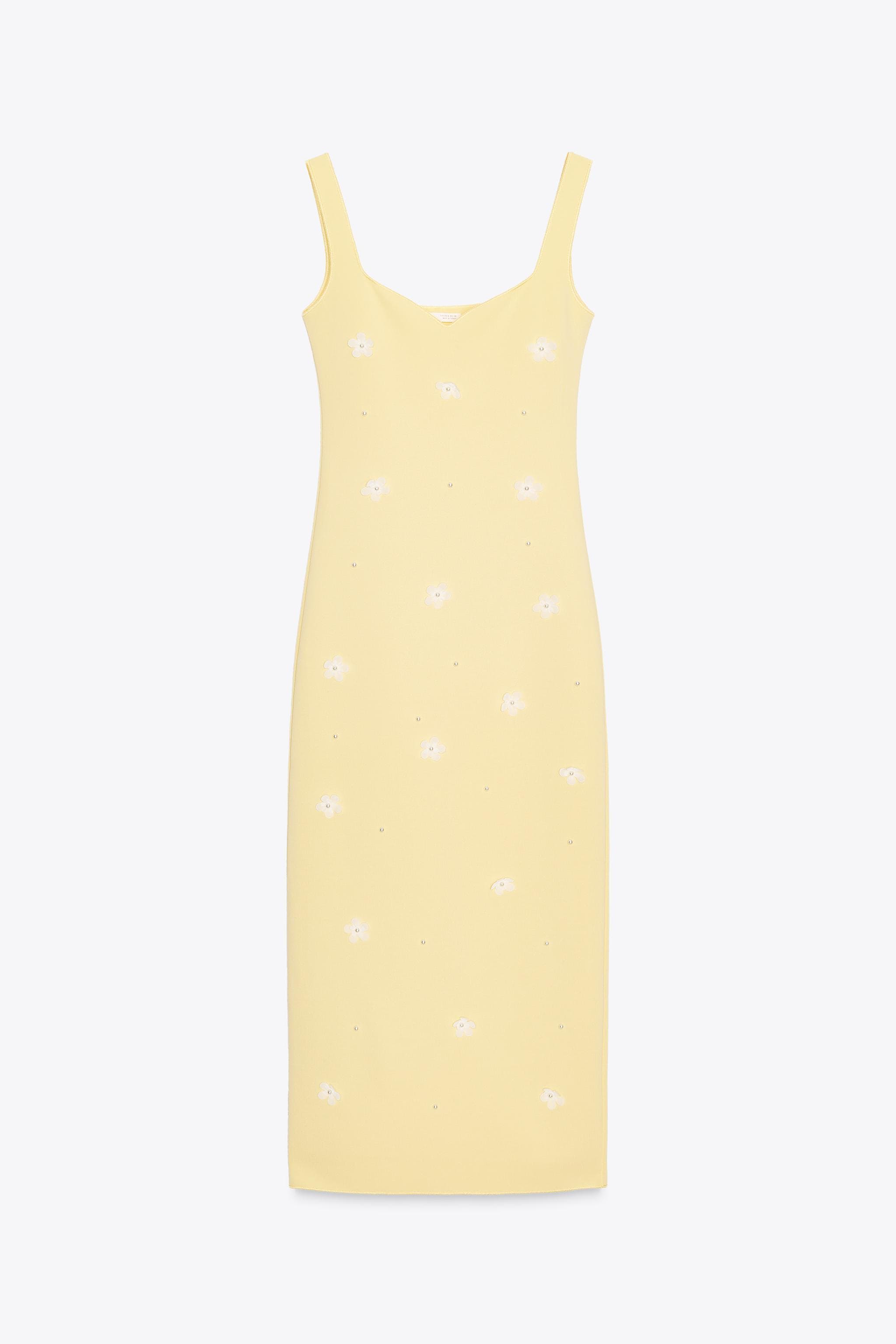vestido flores amarillo zara